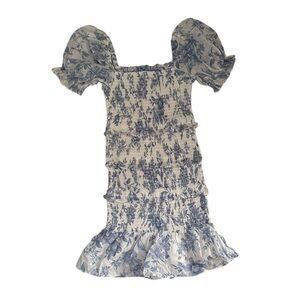 Girls 7/8 J MARIE Blue White Floral Smocked Dress